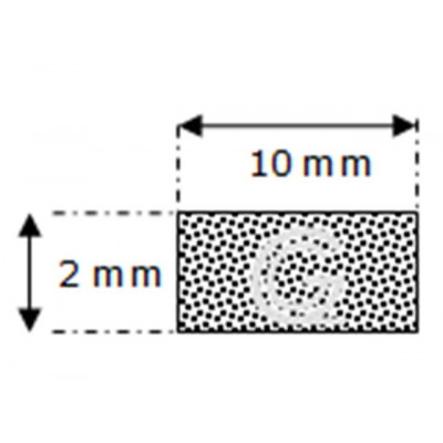 Rectangular sponge rubber cord | 2 x 10 mm| per meter